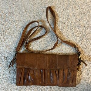 Brown leather wallet on chain. Crossbody or clutch